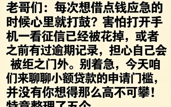 小额贷款的申请门槛，理出5个黑征信也能贷款的网贷口子