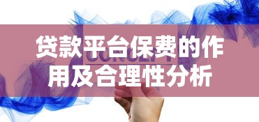 贷款平台保费的作用及合理性分析