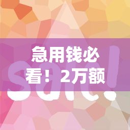 急用钱必看！2万额度贷款口子怎么选？实测这几个平台下款快门槛低
