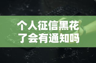 个人征信黑花了会有通知吗？这些细节别忽视！