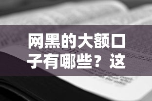 网黑的大额口子有哪些？这3个平台或许能帮你