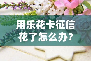 用乐花卡征信花了怎么办？教你3招补救技巧