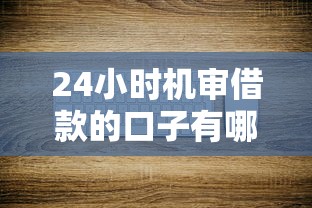 24小时机审借款的口子有哪些？审核快又靠谱的平台实测