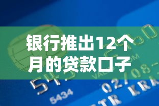 银行推出12个月的贷款口子，灵活周转的短期资金方案