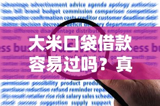 大米口袋借款容易过吗？真实申请经验分享，这几个条件要注意