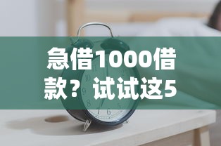 急借1000借款？试试这5个低门槛方法，快速到账不踩坑！