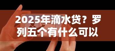 2025年滴水贷？罗列五个有什么可以贷款的平台