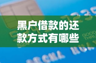 黑户借款的还款方式有哪些？这5招教你避免债务纠纷