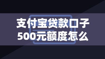 支付宝贷款口子500元额度怎么用？手把手教你官方备用金申请技巧