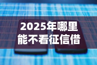 2025年哪里能不看征信借款平台：整理5个不看征信查询的口子