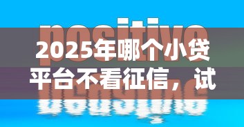 2025年哪个小贷平台不看征信，试试这5个网贷比较正规的平台