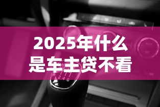 2025年什么是车主贷不看征信，分享五个黑白贷款不是高炮的软件