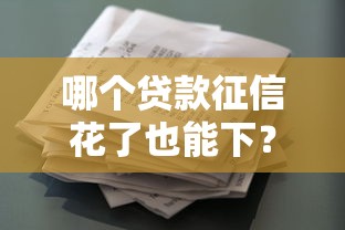 哪个贷款征信花了也能下？征信花到啥程度还能借？