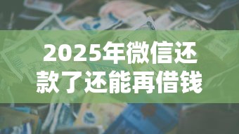 2025年微信还款了还能再借钱：公布5个正规信用贷款平台