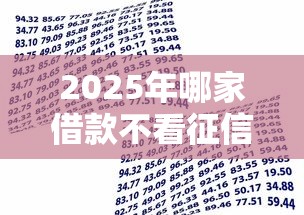 2025年哪家借款不看征信，推荐五个好的贷款平台