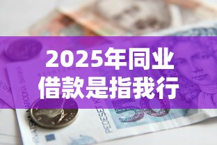 2025年同业借款是指我行不通过，整合五个信用好的贷款平台