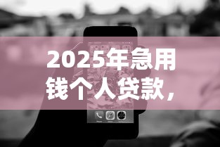2025年急用钱个人贷款，分享五个无视黑白征信的网贷