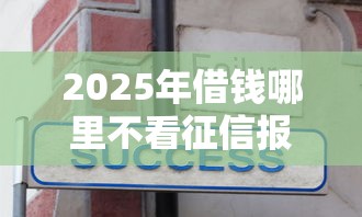 2025年借钱哪里不看征信报告的？分享5个不看征信负债的网贷百分百下款口子