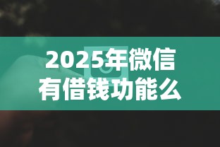 2025年微信有借钱功能么吗？推荐5个黑贷款马上下款的口子