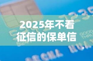 2025年不看征信的保单信用贷，整合五个手机号码贷款平台