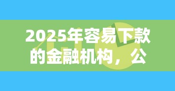 2025年容易下款的金融机构，公布5个无视一切的网贷