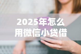 2025年怎么用微信小贷借钱呢，公布五个2025黑户网贷必下款的平台