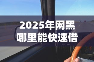 2025年网黑哪里能快速借到钱？这几个平台或许能试试