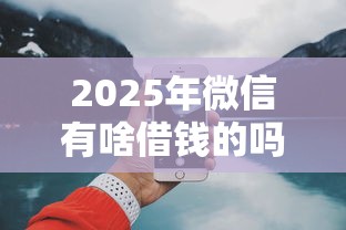 2025年微信有啥借钱的吗怎么借，分享五个17岁贷款平台秒到账