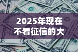 2025年现在不看征信的大额贷款，梳理五个征信黑了平台能借到钱