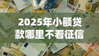 2025年小额贷款哪里不看征信：整理五个秒过的贷款平台