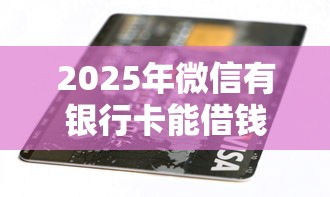 2025年微信有银行卡能借钱吗：推荐五个征信不好负债高的平台