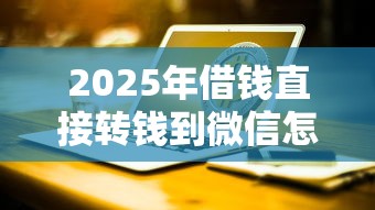 2025年借钱直接转钱到微信怎么转，公布五个黑户下款口子