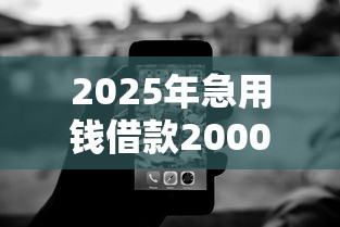 2025年急用钱借款2000？公布五个不看征信无视黑白百分百下款网贷软件
