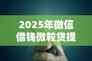 2025年微信借钱微粒贷提额：梳理5个16岁能贷款的平台