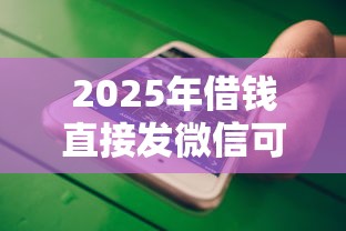 2025年借钱直接发微信可以不，试试这五个微信有几个借钱平台