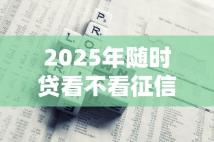 2025年随时贷看不看征信报告呢，试试这5个平台公司贷款