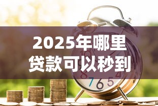 2025年哪里贷款可以秒到账呢：分享5个有借款平台可以贷款