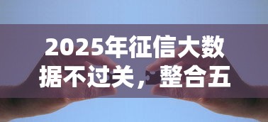 2025年征信大数据不过关，整合五个汽车抵押贷款平台好