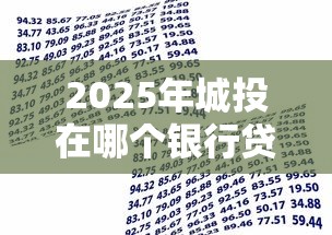 2025年城投在哪个银行贷款好下款，整理5个不看征信容易通过的贷款平台