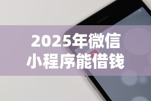 2025年微信小程序能借钱?分享五个比较好的小额贷款软件 2025年微信小程序能借钱?分享五个比较好的小额贷款软件