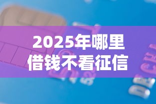 2025年哪里借钱不看征信和信用,整理五个借款平台不看征信容易通过 2025年哪里借钱不看征信和信用,整理五个借款平台不看征信容易通过