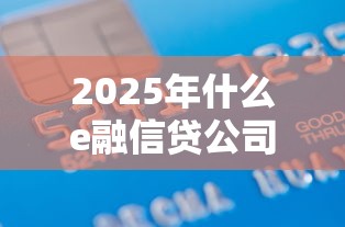 2025年什么e融信贷公司好下款?整合5个不看征信的小额贷款平台