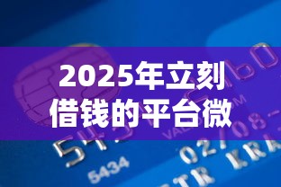 2025年立刻借钱的平台微信，推荐5个银行贷款平台