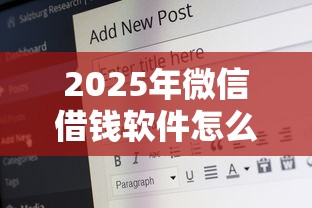 2025年微信借钱软件怎么使用？公布五个17岁网贷平台