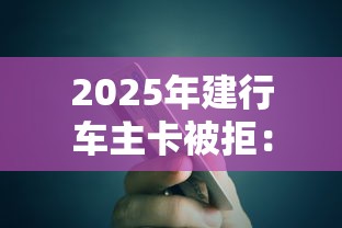 2025年建行车主卡被拒：整合5个企业贷款平台