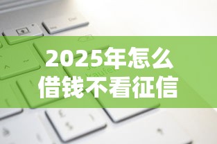 2025年怎么借钱不看征信记录？试试这五个网上正规贷款平台