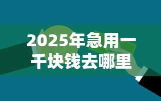 2025年急用一千块钱去哪里借的到：整合五个贷款靠谱的平台