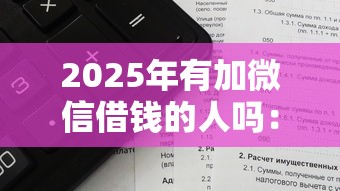 2025年有加微信借钱的人吗：罗列5个借款平台容易借钱