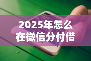 2025年怎么在微信分付借钱呢，试试这5个十大贷款平台