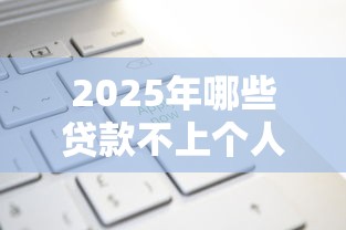 2025年哪些贷款不上个人征信的平台可以申请？整理5个黑口子不看征信无视大数据